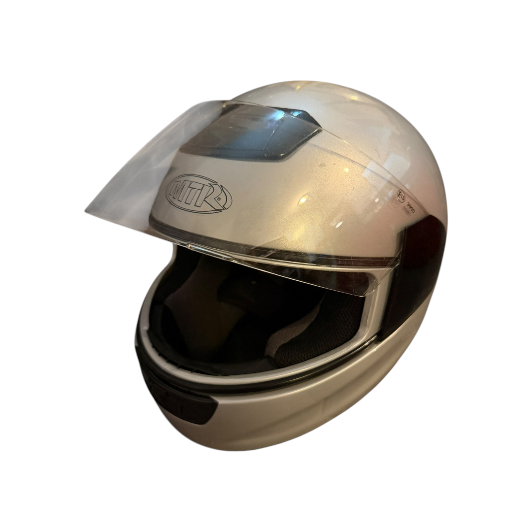 Cască de Motocicletă Aerodinamică din Policarbonat Argintiu Metalizat