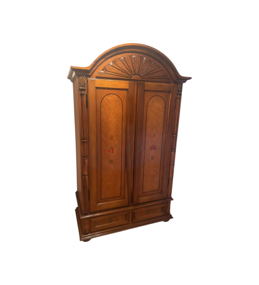 Dulap Vintage din Lemn Masiv cu Partea Superioară Boltită, Șifonier Clasic Recondiționat