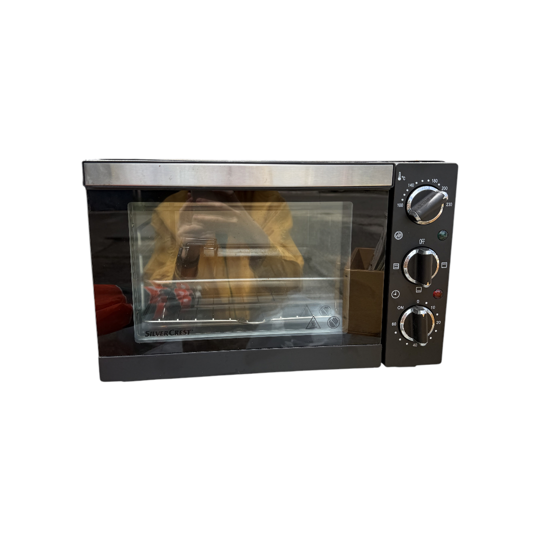 Mini Cuptor Electric Compact Negru și Argintiu - Eficiență și Stil pentru Bucătăria Ta