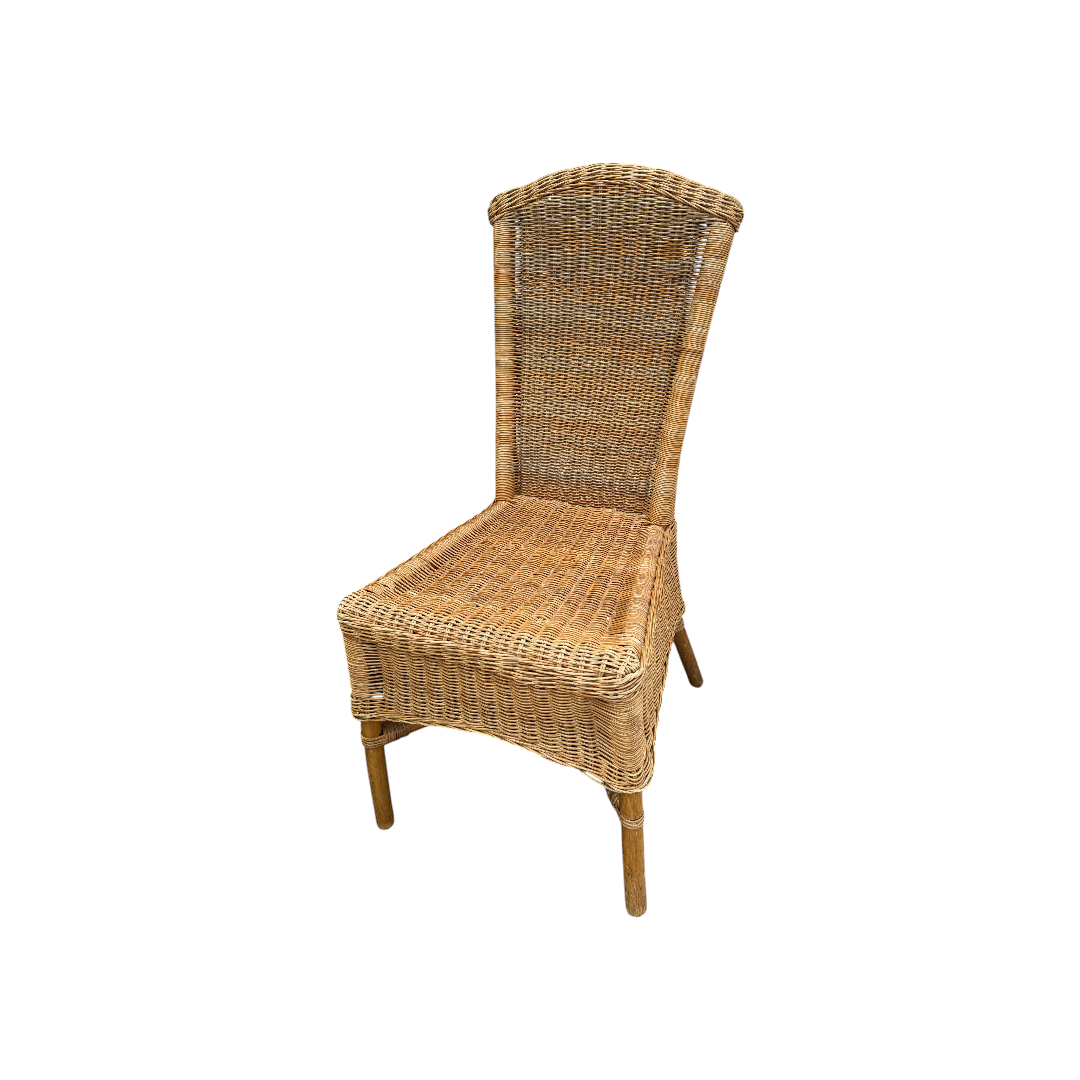 Scaun Rustic din Răchită și Rattan cu Spătar Înalt