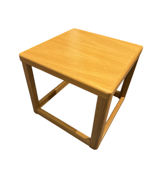 Taburet și măsuță laterală din lemn masiv, stil minimalist cubic
